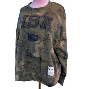 Under Armour Camo x Project Rock "Loose" Fit Sweatshirt USA Flag BLD.SWT.RSPCT L